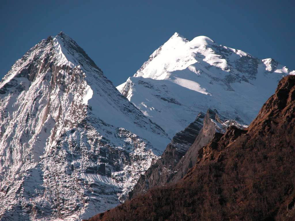 Annapurna 12 03 Annapurna II From Dhukure Pokhari From Dhukure Pokhari, the ridge leading to Annapurna II (7937m) was visible in the early morning sun.